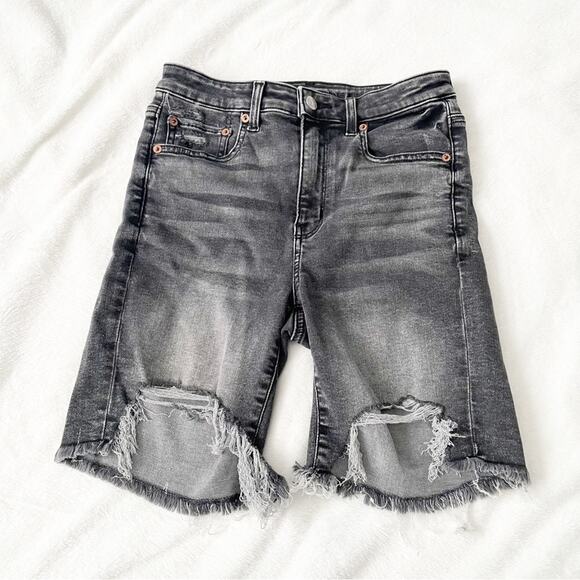 American Eagle Outfitters Pants - American Eagle Outfitters black super hi rise biker ripped jeans size 6 AEO